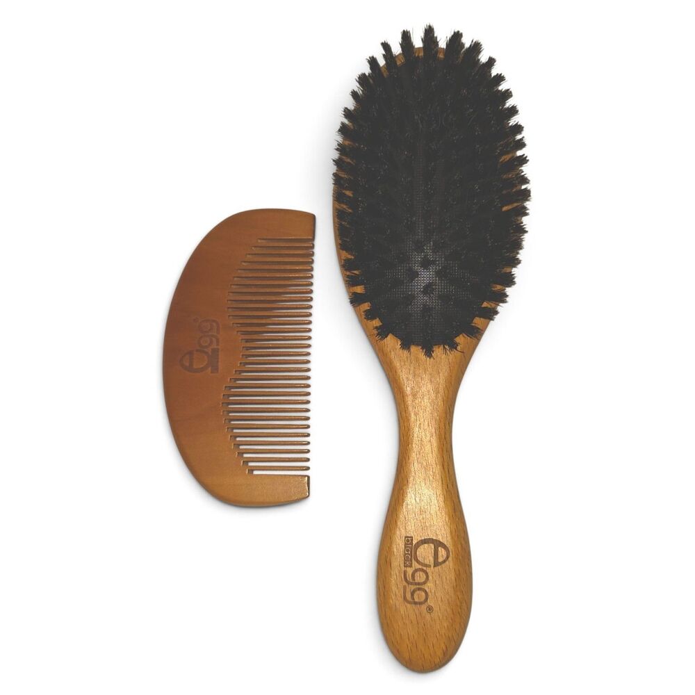 Boar Bristle Hair Brush for Thin and Fine Hair, Set with Bamboo Comb without box